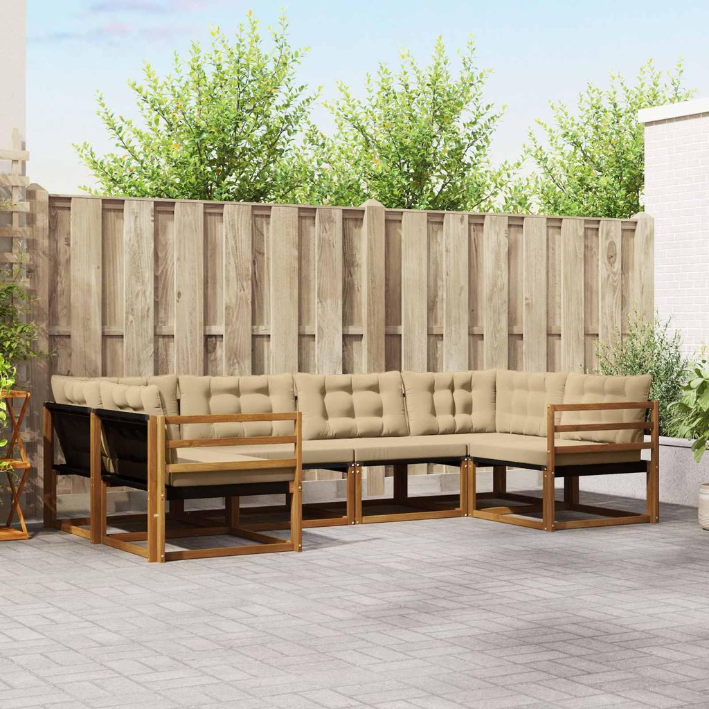 "Summerschlussverkauf"Outdoor-Sofagarnitur - CLORIS - Balkonmöbe/Sitzgruppe - mit Kissen 6 pcs - Moderne Design - Natur und Beige - Gartensofas DE...