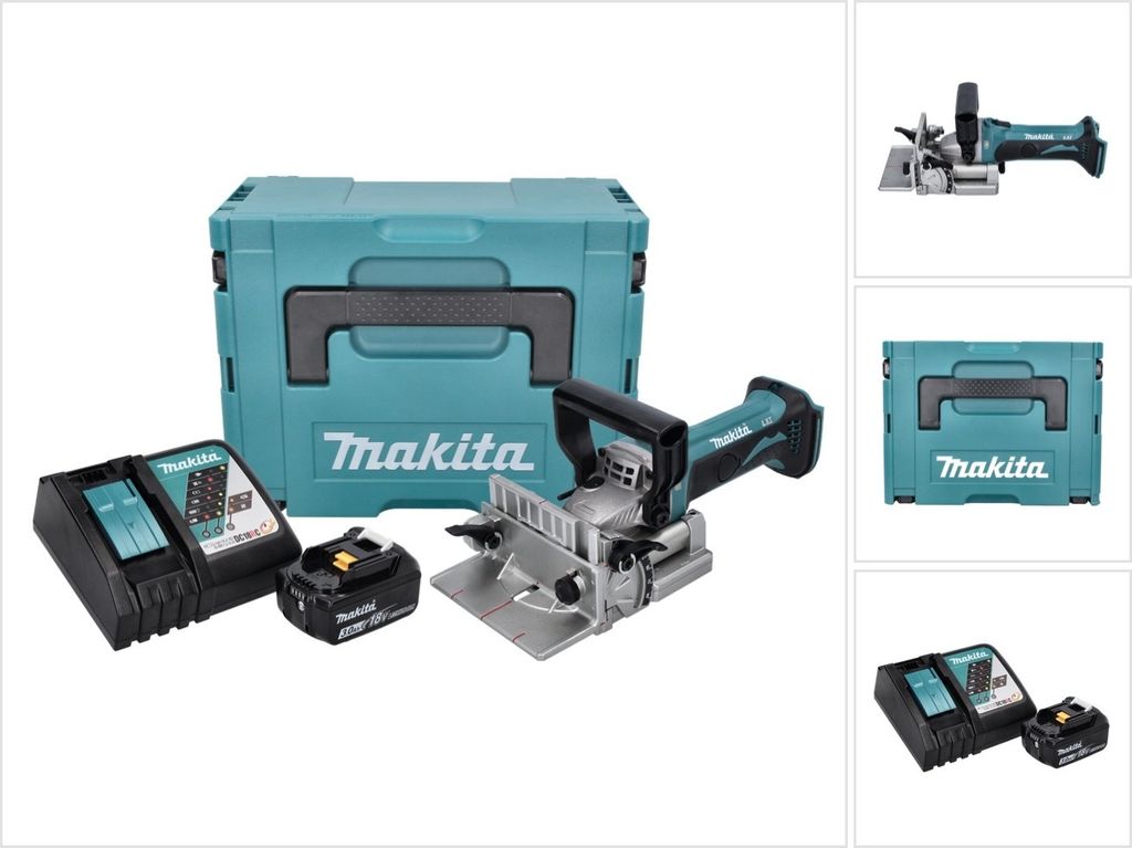 Makita DPJ 180 RF1J Akku Nutfräse 18 V 100 mm + 1x Akku 3,0 Ah + Ladegerät + Makpac