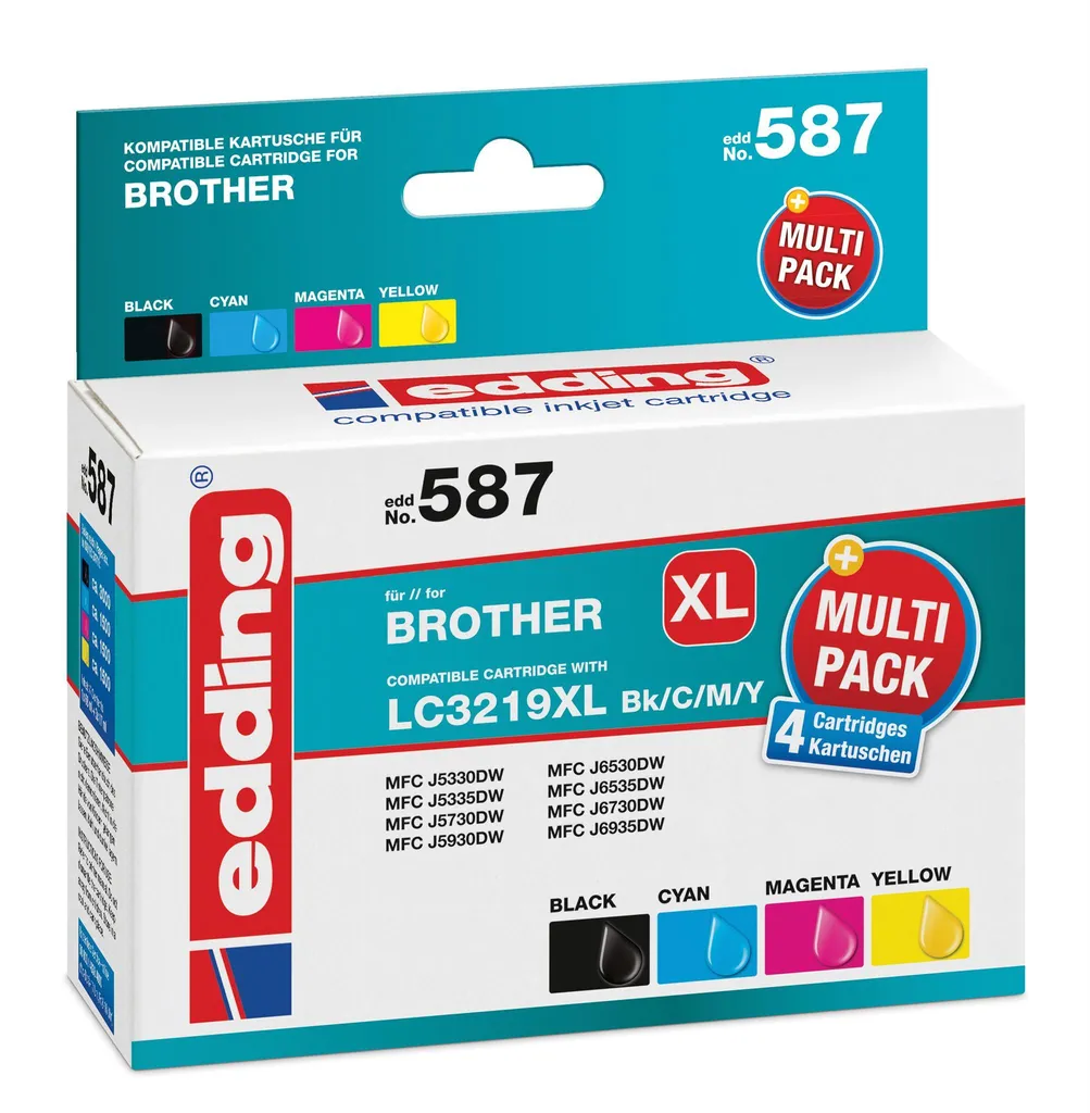 Edding EDD-587 Set Cartucce XL per Brother LC3219XL - Risparmio Garantito