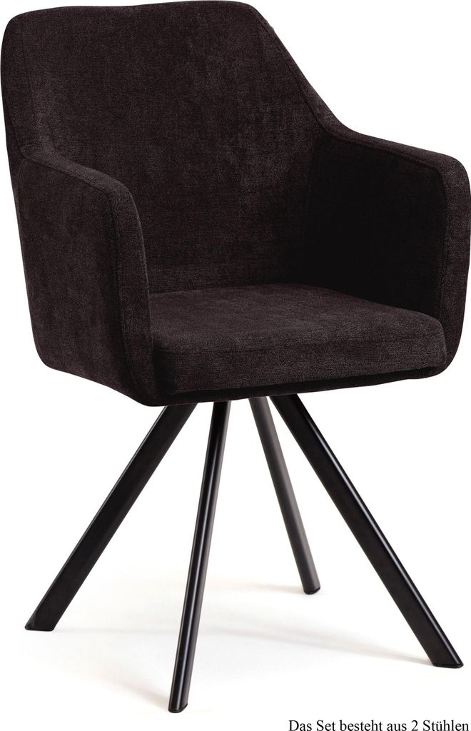 Armlehnstuhl drehbar (2er-Set) Devka 57x87x60 Schwarz/Espresso