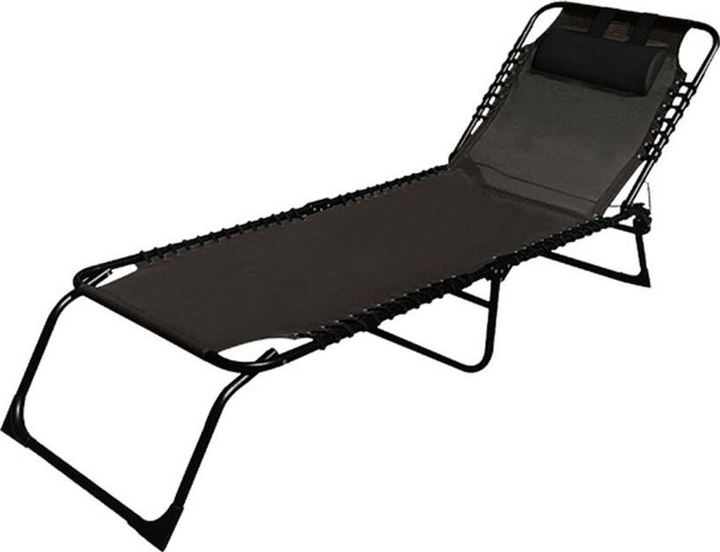 Marbueno Klappbarer Stahl Liegestuhl Mit Kissen Garten und Pool 190X58X27 cm Schwarz 10004