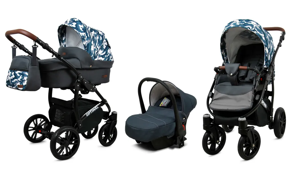 Poussette Combinée 3-en-1 Trio Complet avec Cosy et Nacelle Gris Moro