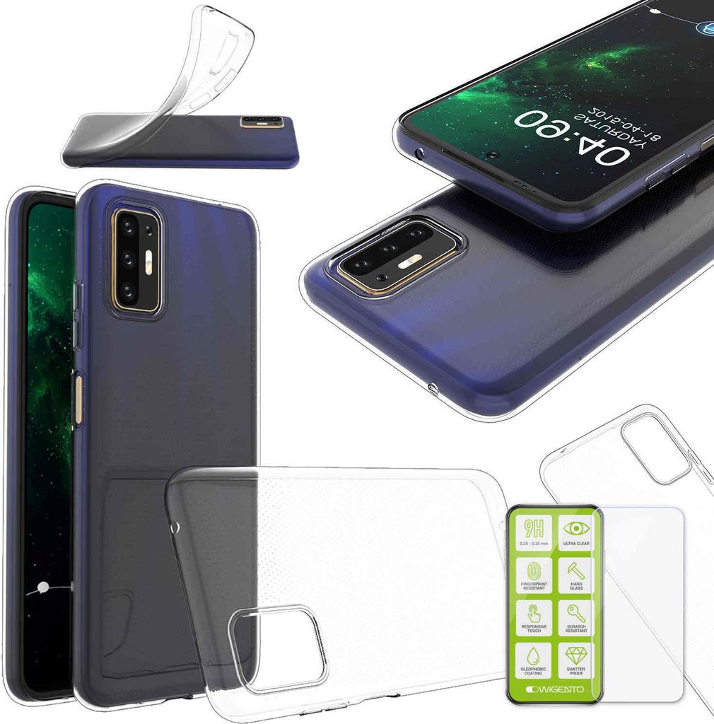 Für HTC Desire 21 Pro Silikon TPU Hülle dünn + H9 Glas Transparent Handy Tasche