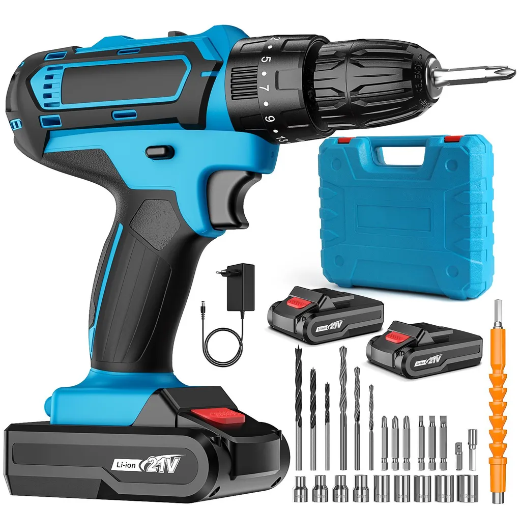 Perceuse Électrique Mandrin Sans Clé Vitesse Variable 2 Batteries 20V