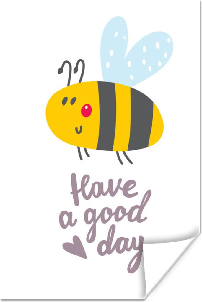 MuchoWow Poster Zitate - Einen schönen Tag - Biene - Illustration - Kinder 60x90 cm - Wanddekoration