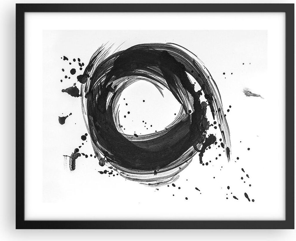 Gerahmtes Poster - Schwarzer Rahmen - Abstraktion Rad Aquarell - 50x40 cm - Wand Bild - Wanddeko - Wandbilder - Kunstposter - Wandposter - Bilderra...