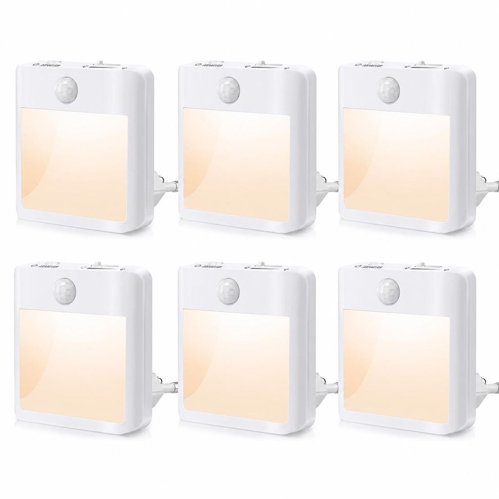 6 Stück LED Nachtlicht Steckdose Warmweiß mit Produktbild 