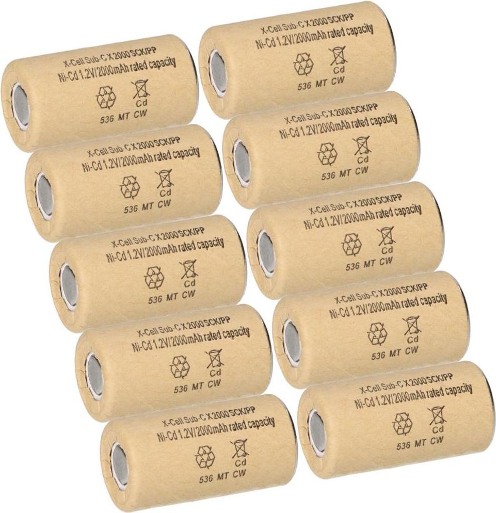 10 Stück XCell Akku Sub-C 1,2V / 2000mAh 2000SCK/PP