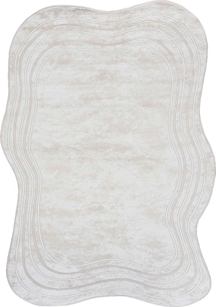 Mazovia Teppich Weiß Abstrakt - Wohnzimmer, Schlafzimmer, Esszimmer, Büro, Kurzflor Unregelmäßig - Zertifikat - Stilvoll - 140 x 200 cm