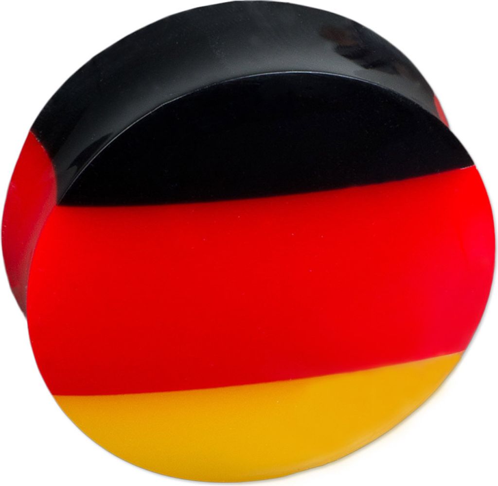 viva-adorno 1 Stück 10mm Saddle Plug Ohr Piercing Deutschland Flagge Fußball Fan Weltmeisterschaft Größe 6 - 30mm Z415, Plug