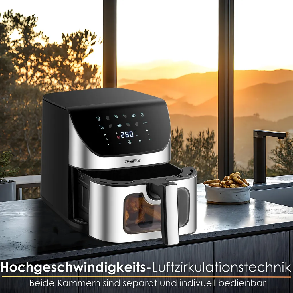 Steinborg Air Fryer 8L 4-in-1 | Friggitrice Aria Professionale Inox - 5