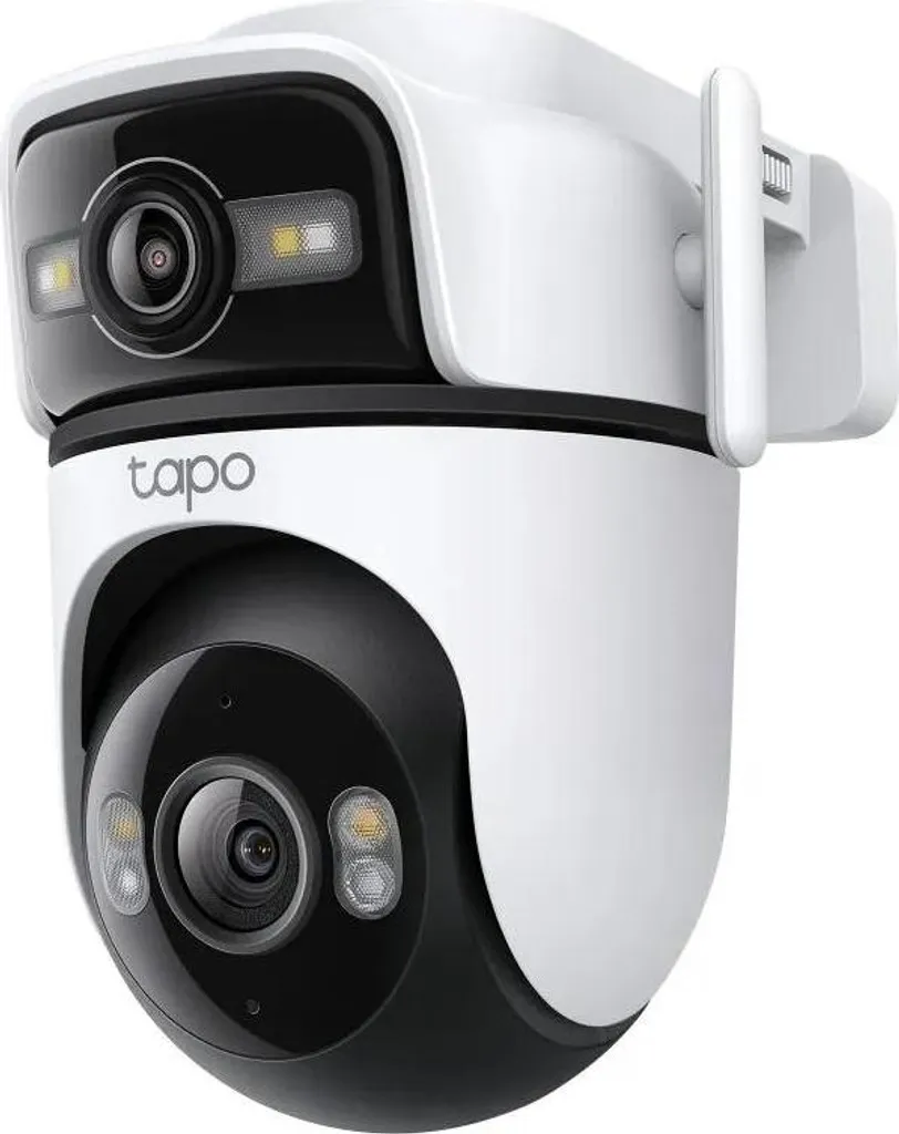 TP-Link Tapo C545D Nuova telecamera di sicurezza per esterni a doppia lente, telecamera di sicurezza IP, per esterni, cablata e wireless, da soffitto/parete/palo, bianca, sferica