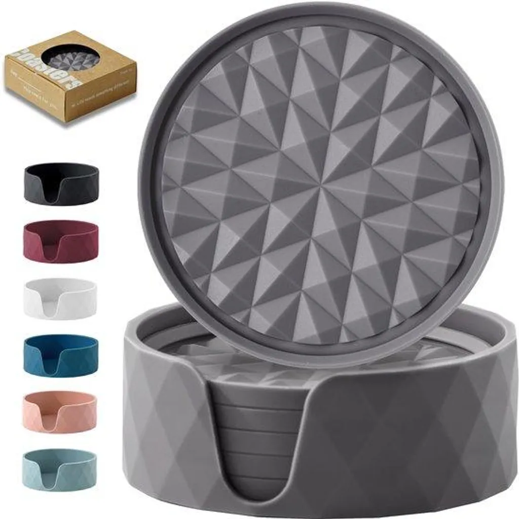 Protection de table lot de 6 dessous en silicone gris pour repas et café