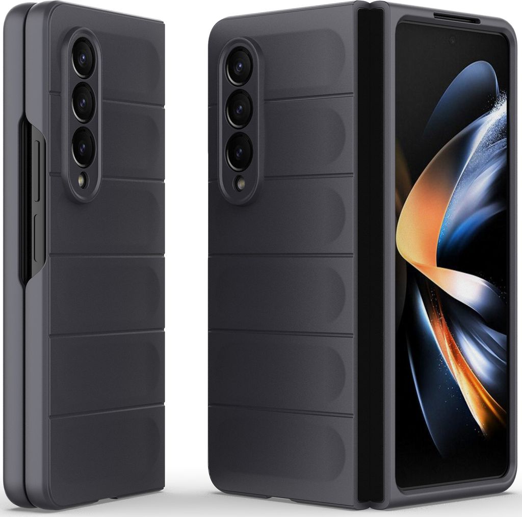 Handyhülle für Samsung Galaxy Z Fold 4 5G Hartes PC Matt Stossfest Anti-rutsch Hülle Dunkelgrau