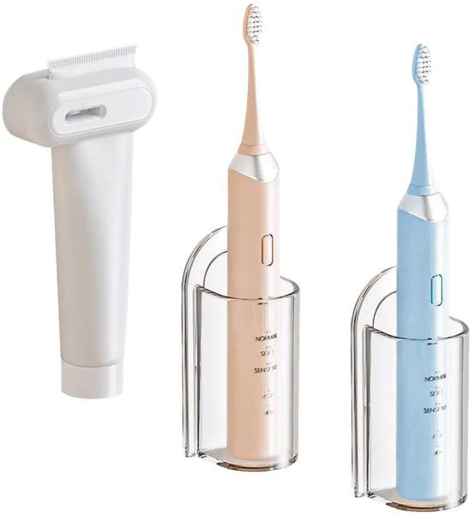 Rangement mural brosse à dents électrique - Kit adhésif transparent