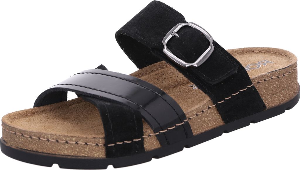 Rohde Damen Pantolette aus weichem Leder mit gekreuzten Riemen D.Soave 5412, Größe:42 EU, Farbe:Schwarz