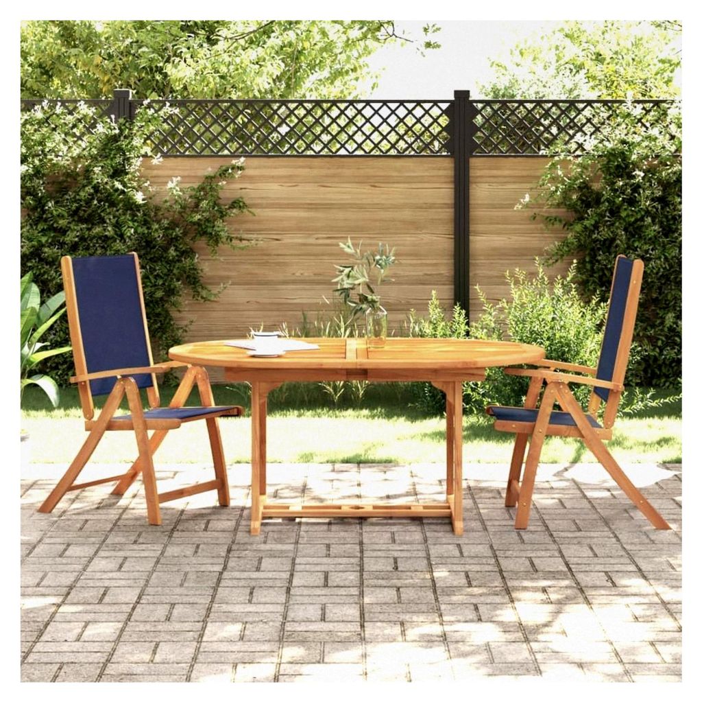 Gartenstühle 2 Stück Klappbare Gartenmöbel aus massivem Akazienholz und Textilene