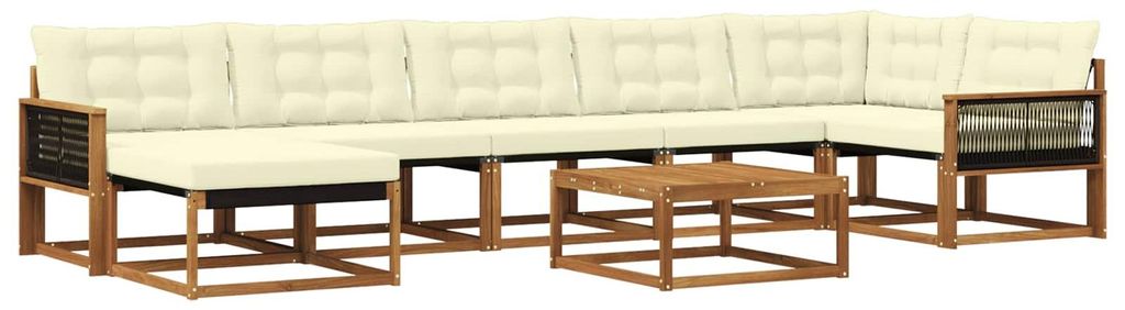 “2026 Modern“ Natur und Creme Outdoor-Sofagarnitur 8 pcs Natur und Creme Massivholz Akazie - Designermöbel 31275 - Gartensofas