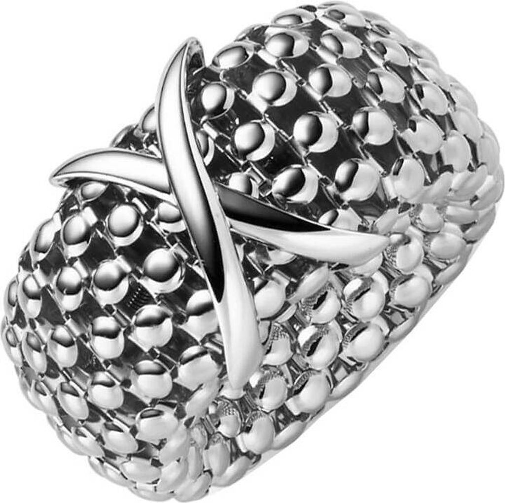 Ring aus 585 Gold Weißgold Damenring Fingerring elastisch Himbeer Breite 14mm Innenumfang 58mm Ø18.5mm