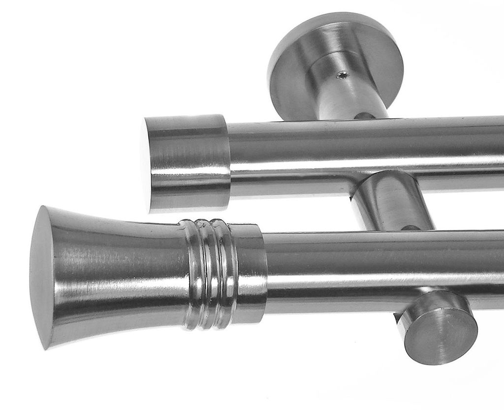 Gardinenstange mit Wandhalterung I Metall Edelstahl Look Produktbild 