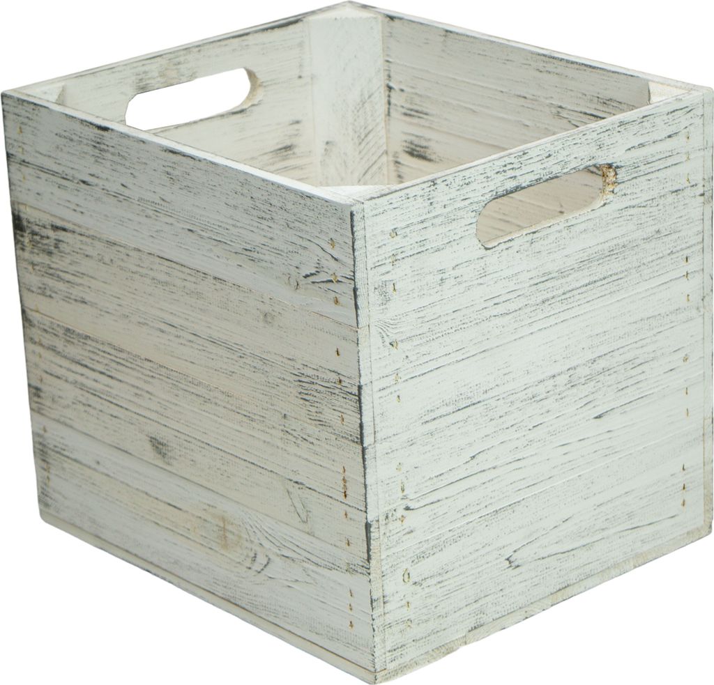 Regalkiste Shabby weiß passend für Kallax und Expeditregale Regaleinsatz Holzkiste Weinkiste Obstkiste