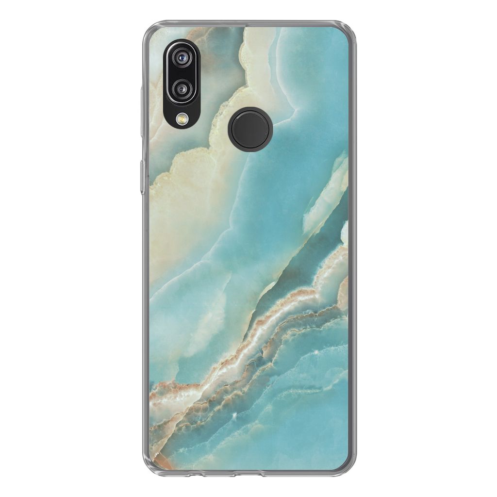 MuchoWow Handyhülle Schutzhülle Hülle für Huawei P20 Lite (2020) Naturstein - Mineralien - Chic Silikon Softcase Handy Hülle - Kartenhalter