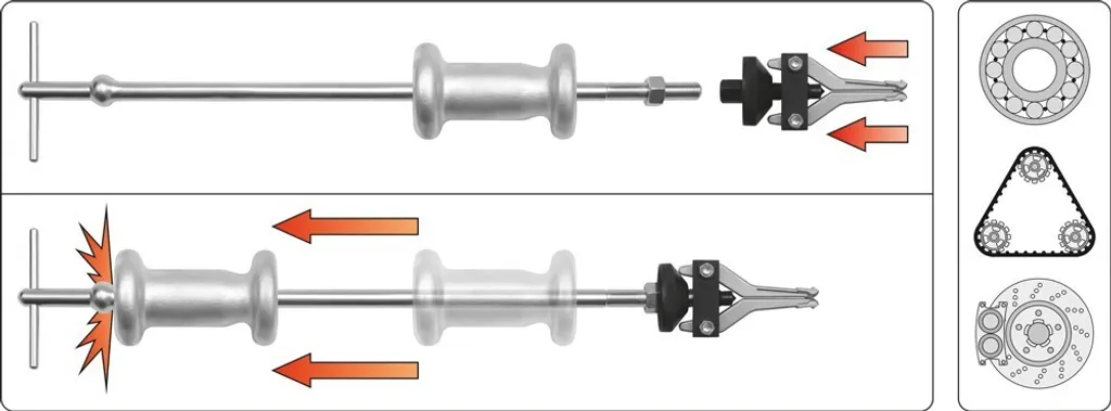 Kit d'extraction de roulements interne à masse d'équilibrage 5 pcs