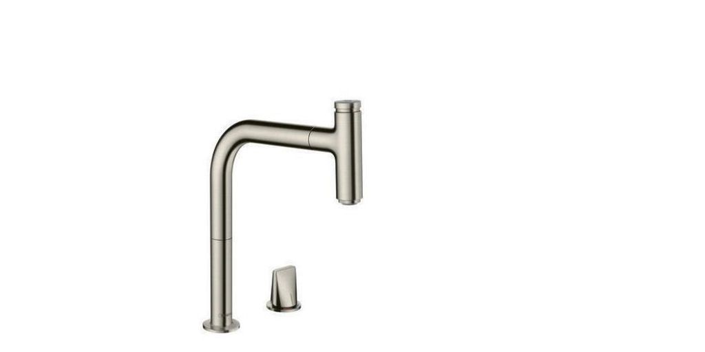 hansgrohe 2-Loch Einhebel-Küchenmischer 200 SELECT METRIS DN 15, mit sBox, Ausziehauslauf Edelstahl-Optik