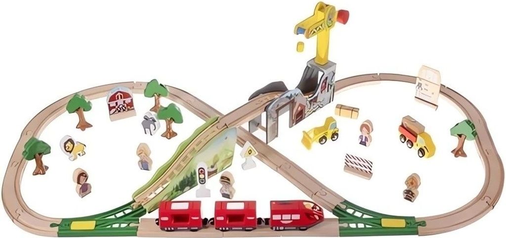 Holzeisenbahn mit Batteriebetrieb, 57 Teile, 320 cm Produktbild 
