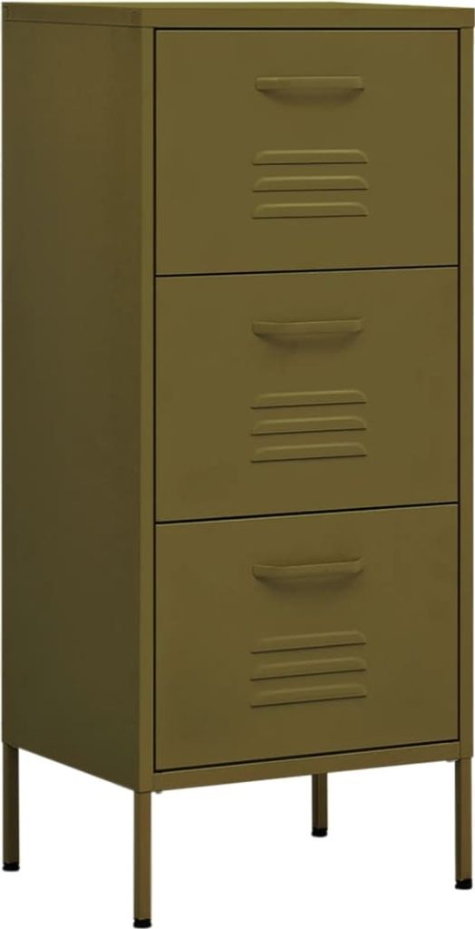 vidaXL Szafka boczna oliwkowa 42,5x35x101,5 cm stalowa Zdjęcie produktu 