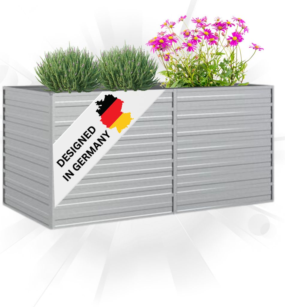 DELUKE® Hochbeet für Garten OSKAR Silber | 160x80x77cm | Produktbild 