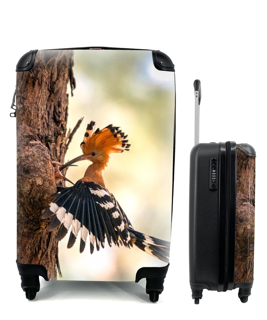 MuchoWow Koffer Handgepäck Trolley Rollkoffer Kleine Reisekoffer mit 4 Rollen - Vogel - Baum - Wald - Cabin Size < 55x40x23 cm & 55x40x20 cm - F...
