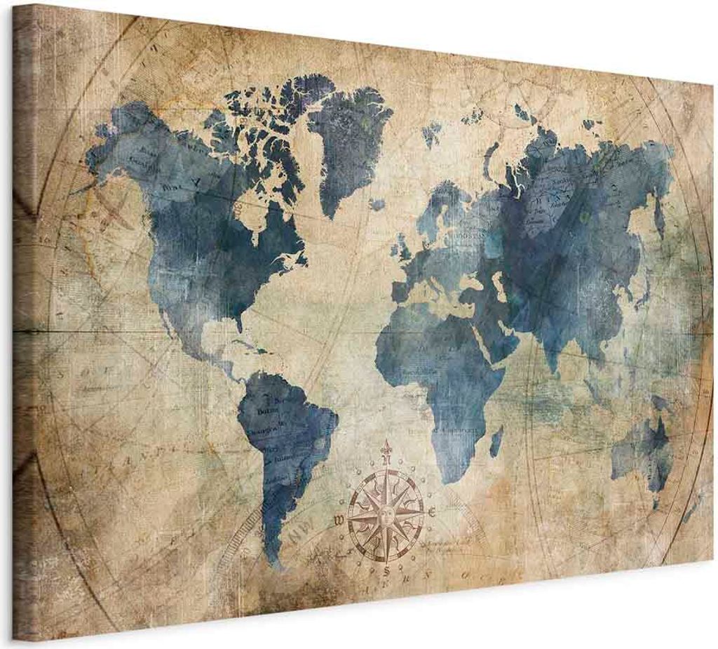 Italienischer Leinwand Leinwandbild - Retro Map (1 Part) Wide 30x20 cm Karten k-A-0415-b-a