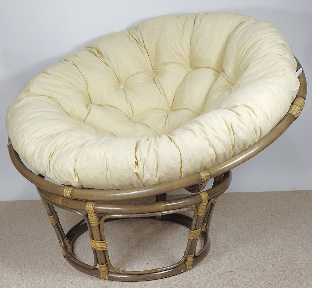 Rattani Rattansessel Rattan Papasan Sessel inkl. hochwertigen Polster D 110 cm darkbrown