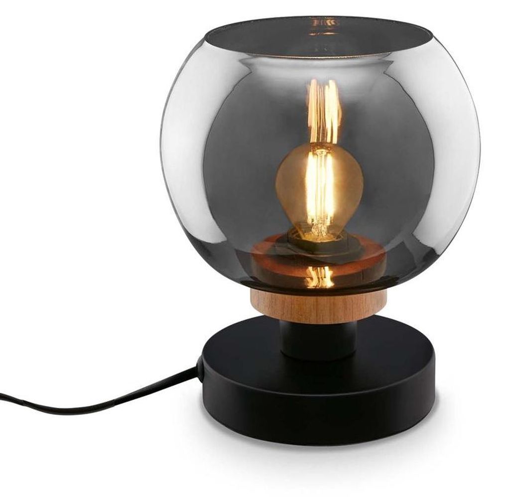 Table light, with wood, smoked glass, 1xE14/max.10 Produktbild 