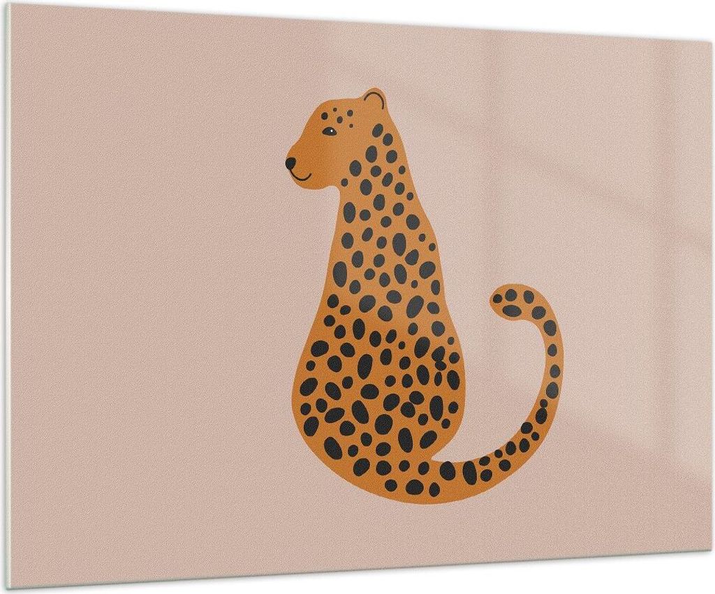 Bilder auf glas - Einteilig - Panther Grafik Leopard - 100x70cm - Glasbilder - Wandbilder - Bilder - zum Aufhängen bereit - Wanddekoration aus Gla...