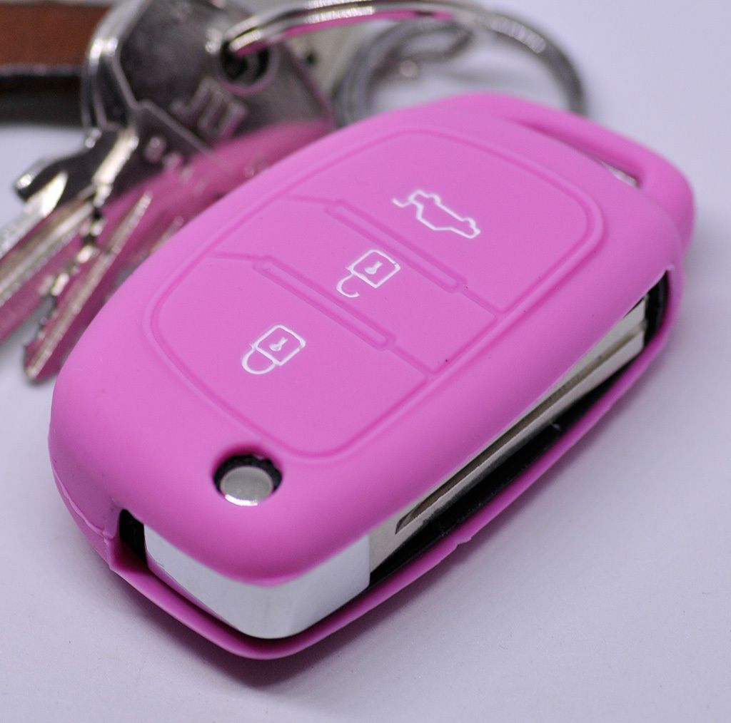 Auto Schlüssel Hülle Silikon Schutz Cover Rosa kompatibel Produktbild 