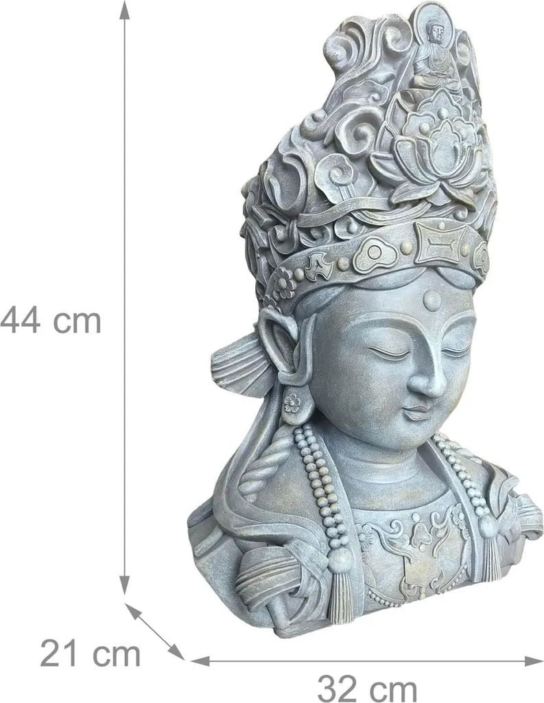 Statue Tête de Bouddha 44cm en polyrésine résistante aux intempéries