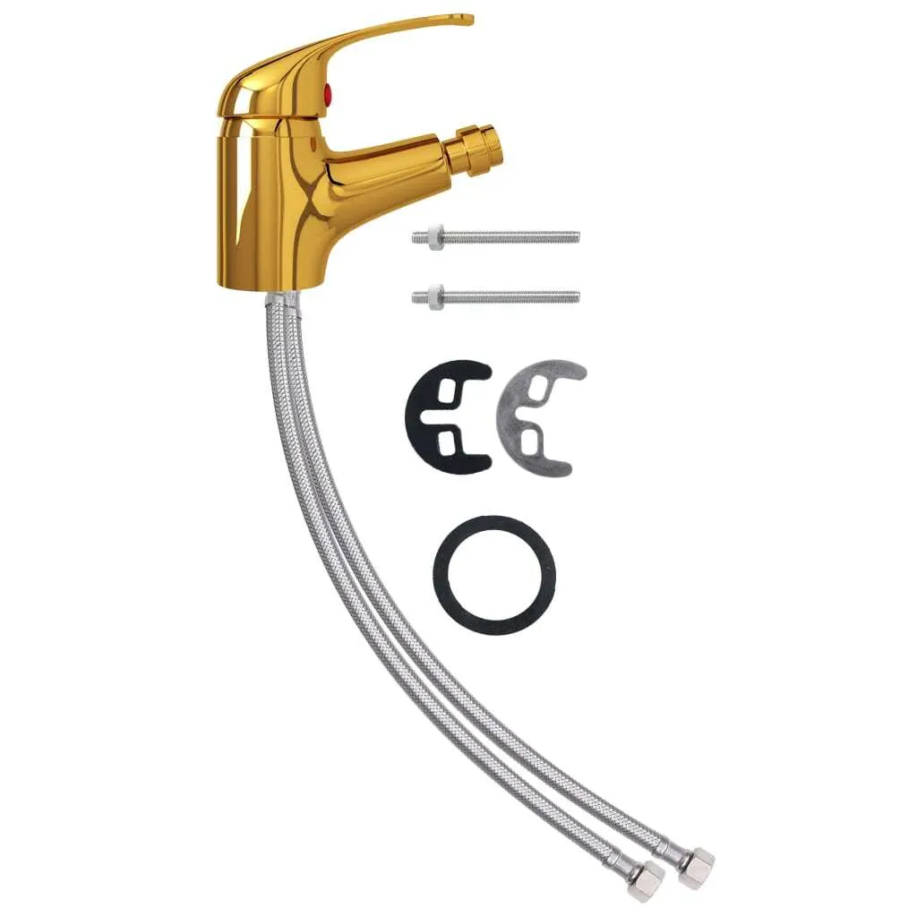 Rubinetto Bidet Oro Lucido 13x12 cm - Miscelatore Design Moderno Bagno