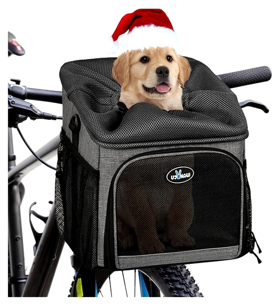 Hunde Fahrradkorb Transportmittel, Pet Fahrradträger Rucksack für Fahrradtouren, reflektierende Streifen, zwei Seitentaschen, Transportbox für R...