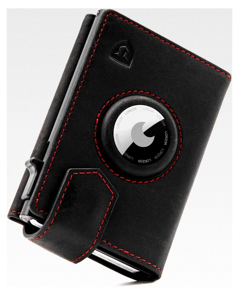 Design für Airtag Geldbörse, Slim Wallet mit Münzfach, Herren Geldbörse aus echtem Leder, RFID Blocker Portemonnaie, Kartenetui für bis zu 10 ...