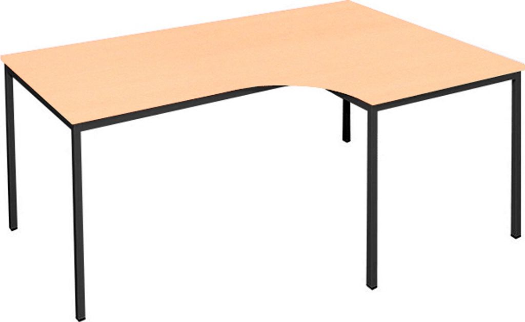 Freiformtisch, Winkel rechts, 750 x 1800 x 800/1200 x 800 mm, tiefschwarz/buche