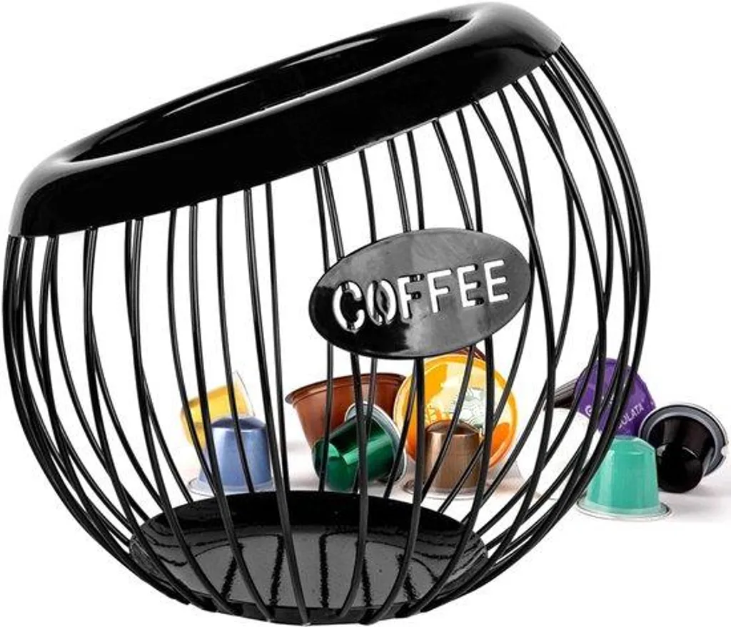 Porte-capsules de café en métal robuste noir mat capacité 50 capsules