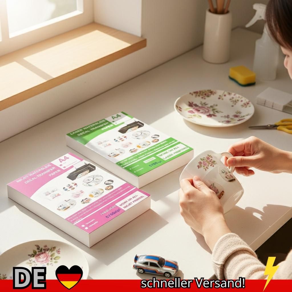 10 Blatt DIY A4 Inkjet Waterslide Aufkleber Transferpapier Weißes Klares