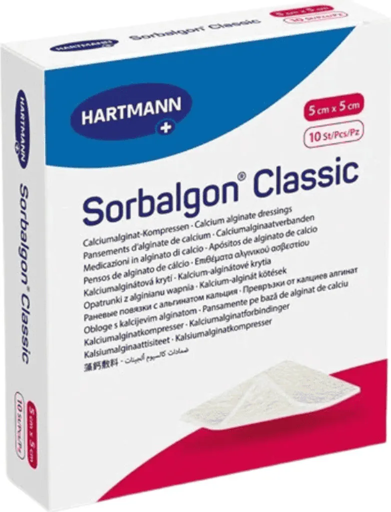 Compresse Sorbalgon Classic Hartmann Haute Absorption en Alginate 5x5 cm