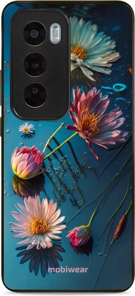 Handyhülle für Oppo Reno 12 Pro, Mobiwear Glossy Case, Blau-Blumig