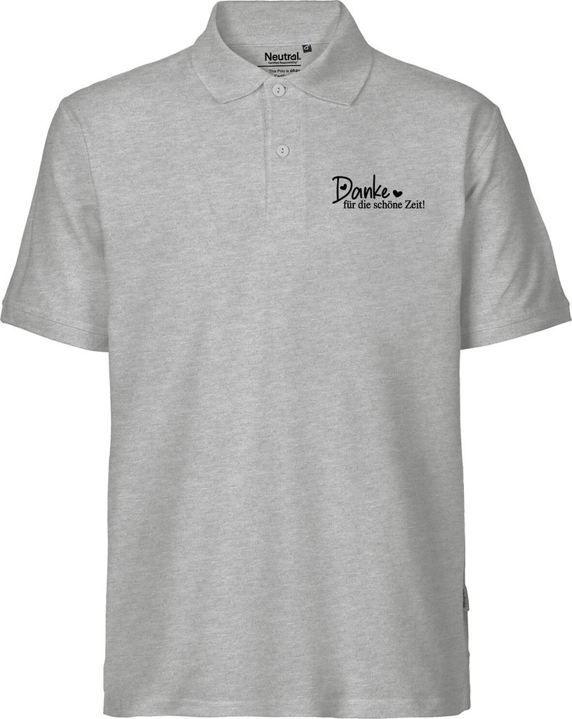 Huuraa Herren Polo Shirt Danke für die schöne Zeit Herzen XXL Sport Grey Bio Baumwolle Fairtrade Poloshirt Geschenkidee
