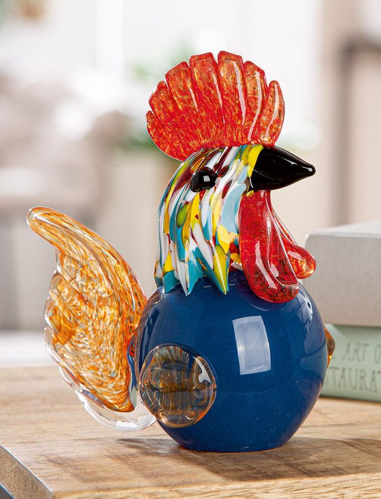 Gilde Glasart, Huhn, Cordula , Glas, mehrfarbig, VE 2, L. 9 cm, B. 12 cm, H. 15 cm Höhe: 15.00 cm Breite: 11.50 cm Tiefe: 9.00cm 47004