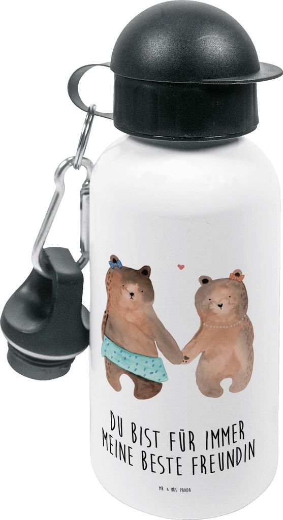 Mr. & Mrs. Panda Trinkflasche Bär Freundin - Weiß - Geschenk, Teddy, Kinderflasche, Wasserflasche, Kinder, Beste Freund Liebe Liebesbeweis Verlie...