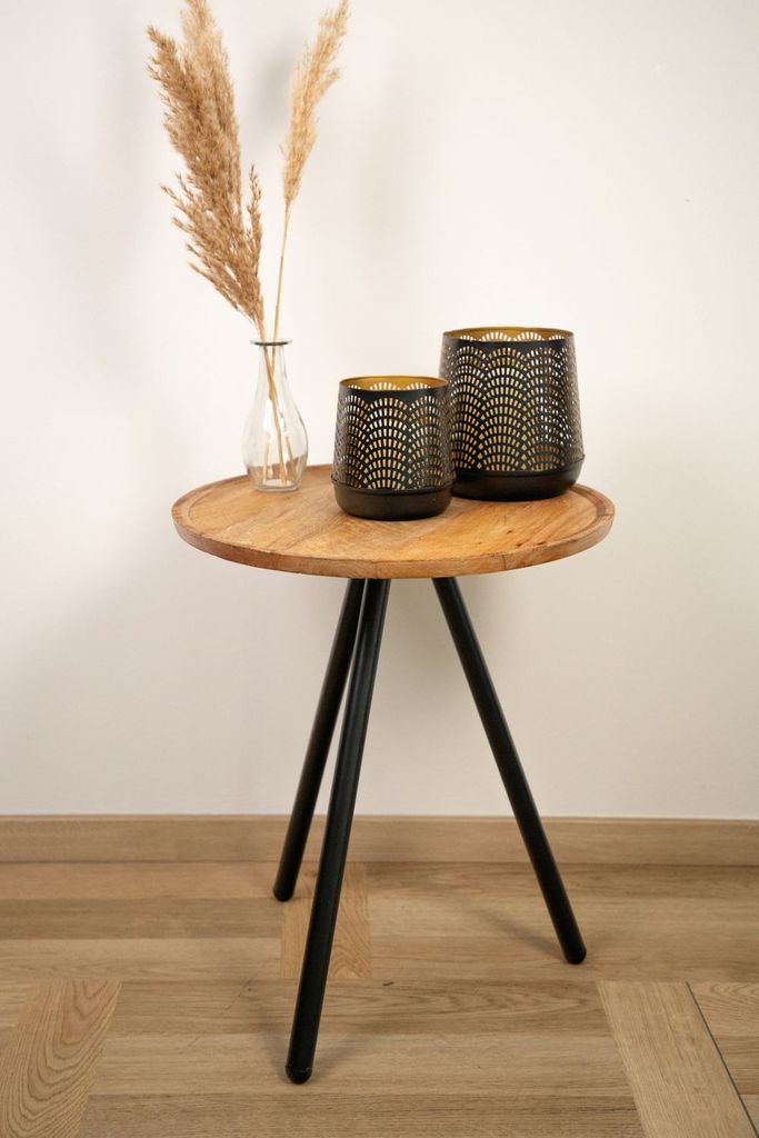 Beistelltisch aus Mangoholz 44,5cm Couchtisch Kaffeetisch Sofatisch Holztisch Beistellmöbel Ablagetisch Wohnzimmertisch Serviertisch Dekotisch Neb...